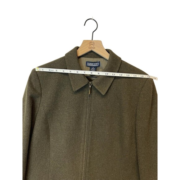Land’s End Women’s Short Zip Collared Jacket Olive Green Wool Blend Size 12 - Picture 15 of 15